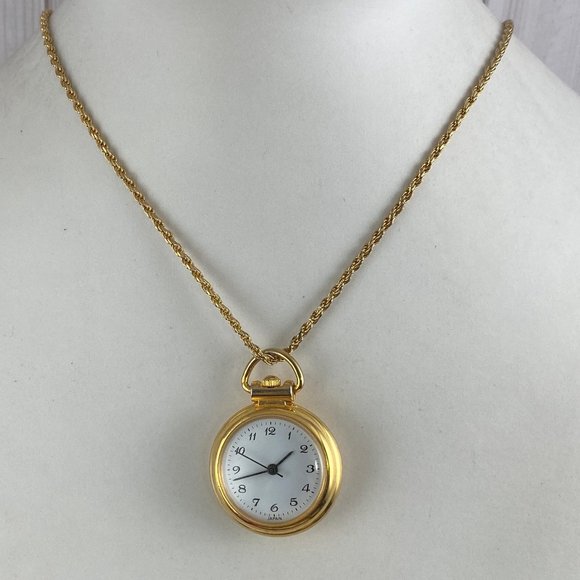 Pendant Necklace Gold Tone Pendant Watch Fabulous Condition - Picture 1 of 7